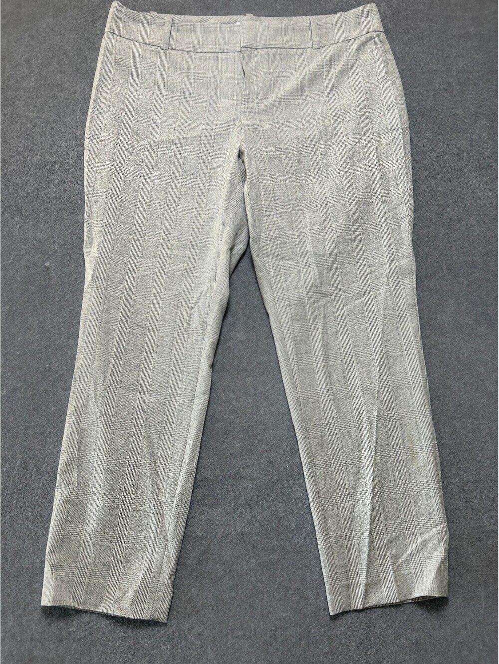 Calvin Klein Women’s Gray Plaid Dress Pants Size 14 Cropped Ankle Career Stretch
